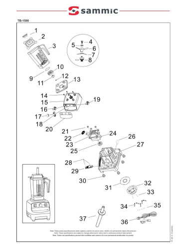 Pièces détachées Blender TB-1500 - Sammic 