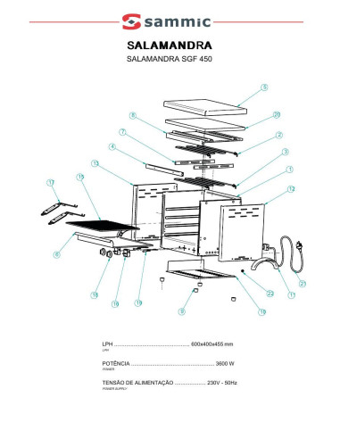 Pièces détachées Salamandre SGF-450 - Sammic 