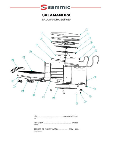 Pièces détachées Salamandre SGF-650 - Sammic 