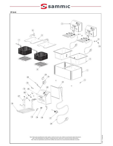 Pièces détachées Friteuse PF-6+6 - Sammic 