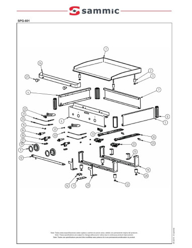 Pièces détachées Plaque à snacker SPG-601 - Sammic 