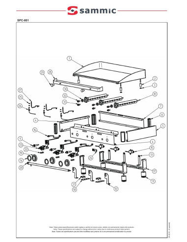 Pièces détachées Plaque à snacker Gaz SPC-801 - Sammic 