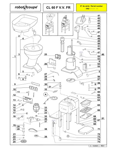 Pièces détachées pour Coupe-légumes CL60F V.V. FR - Robot Coupe 