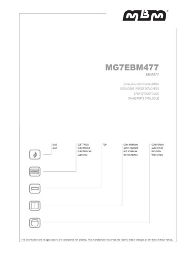 Pièces détachées MBM MG7EBM477 Annee 2016 