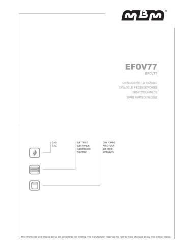 Pièces détachées MBM EF0V77 Annee 2016 