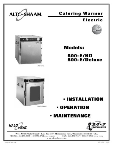 Pièces détachées ALTO-SHAAM 500-E - ALTO-SHAAM 500-E - Alto-Shaam