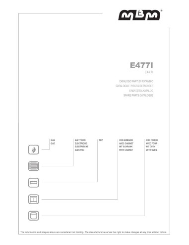 Pièces détachées MBM E477I Annee 2016 