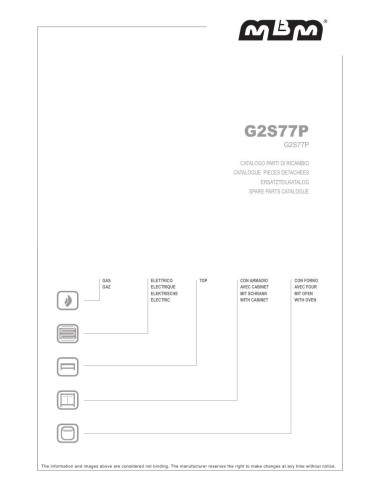 Pièces détachées MBM G2S77P Annee 2016 