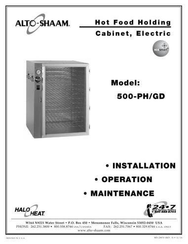 Pièces détachées ALTO-SHAAM 500-PH-GD - ALTO-SHAAM 500-PH-GD - Alto-Shaam