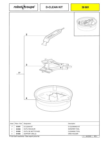 Pièces détachées pour Disques D-CLEAN KIT - Robot Coupe 