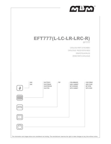 Pièces détachées MBM EFT777 Annee 2016 