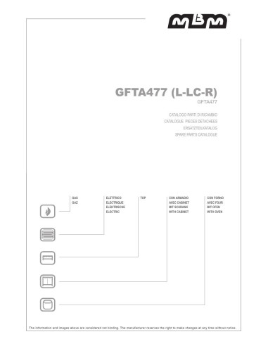 Pièces détachées MBM GFTA477LC Annee 2016 