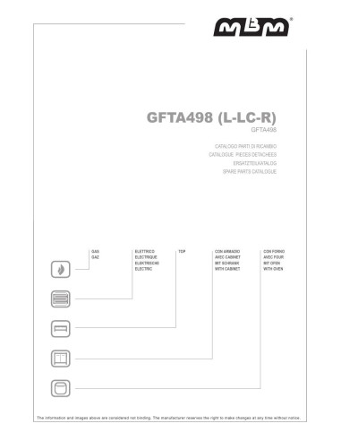 Pièces détachées MBM GFTA498LC Annee 2016 