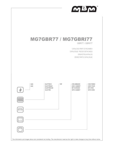 Pièces détachées MBM MG7GBR77 Annee 2016 