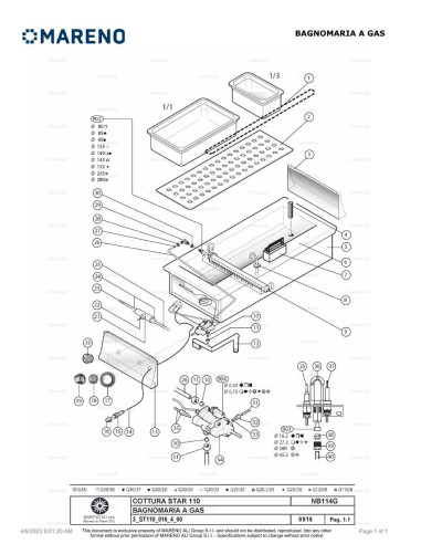 Pièces détachées MARENO NB114G 