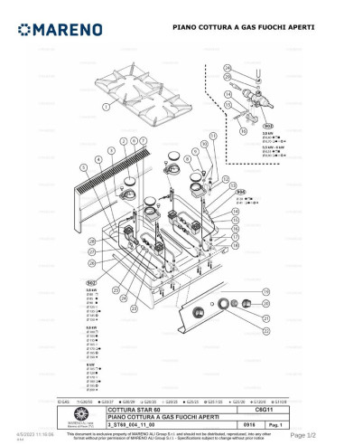 Pièces détachées MARENO C6FG11G 