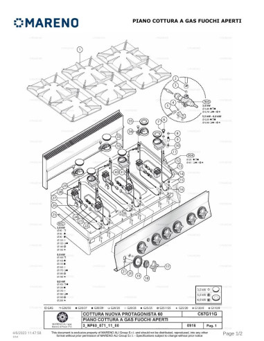 Pièces détachées MARENO C6FG11G-NP 