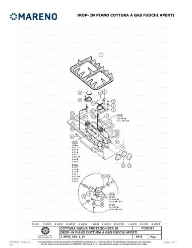 Pièces détachées MARENO PCGD-41L-NP 