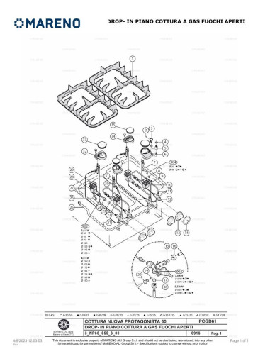 Pièces détachées MARENO PCGD-61L-NP 