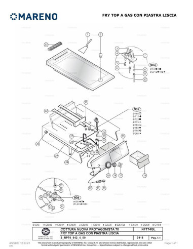 Pièces détachées MARENO NFT74GL-NP 