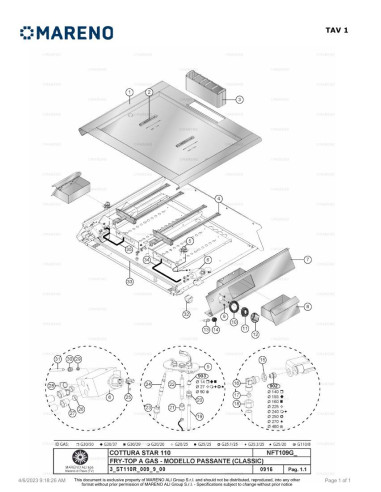 Pièces détachées MARENO NFT109GTL 