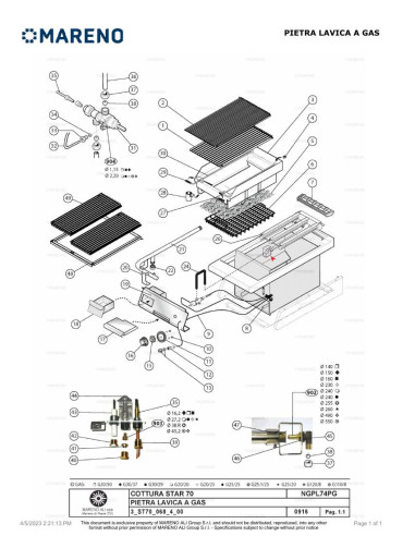 Pièces détachées MARENO NGPL74PG 