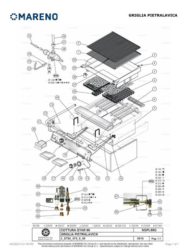 Pièces détachées MARENO NGPL98G 