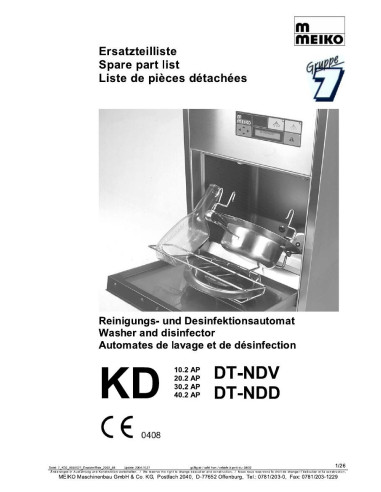 Pièces détachées MEIKO KD10.2 Annee 0 