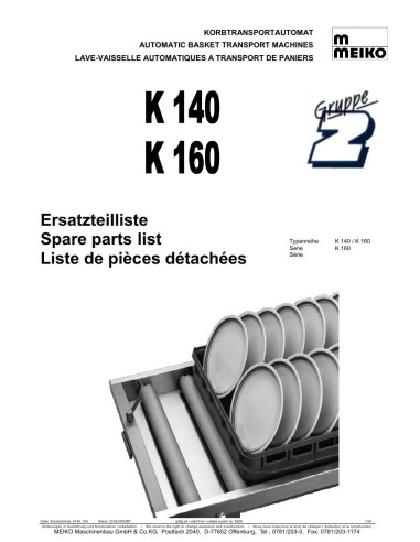 Pièces détachées MEIKO K140 Annee 0 