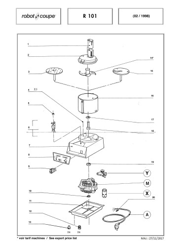 Pièces détachées pour Combinés R 101- R100 - R120 - Robot Coupe 