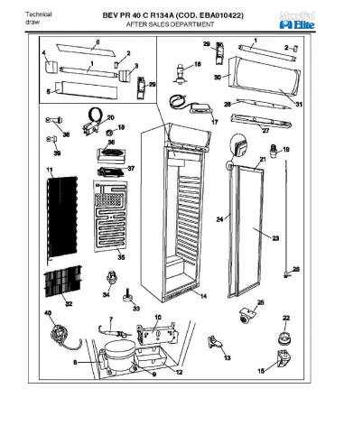 Pièces détachées MONDIAL FRAMEC BEV PR40C R134A EBA010422 Annee 2009 