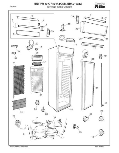 Pièces détachées MONDIAL FRAMEC BEV PR40C R134A EBA019222 Annee 2003 