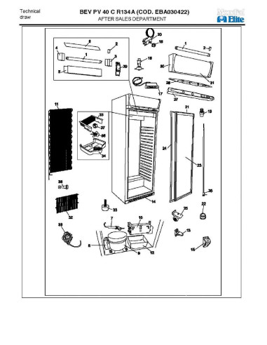 Pièces détachées MONDIAL FRAMEC BEV PV40C R134A EBA030422 Annee 2009 