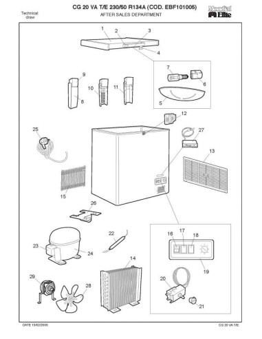 Pièces détachées MONDIAL FRAMEC CG20VATE 230 50 R134A Annee 2005 