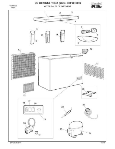 Pièces détachées MONDIAL FRAMEC CG30 230 50 R134A Annee 2004 