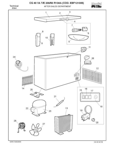 Pièces détachées MONDIAL FRAMEC CG40VATE 230 50 R134A Annee 2005 