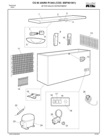 Pièces détachées MONDIAL FRAMEC CG50 230 50 R134A Annee 2004 