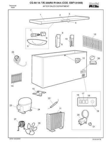 Pièces détachées MONDIAL FRAMEC CG50VATE 230 50 R134A Annee 2005 