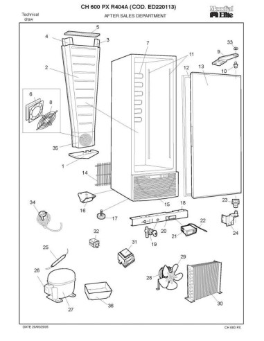 Pièces détachées MONDIAL FRAMEC CH600 PX R404A Annee 2005 