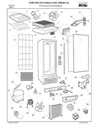 Pièces détachées MONDIAL FRAMEC CHEF 600 DVX R404A EB230113 Annee 2004 