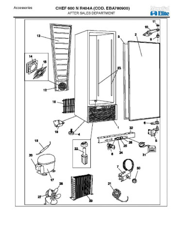 Pièces détachées MONDIAL FRAMEC CHEF 600N R404A EBA780900 Annee 2009 