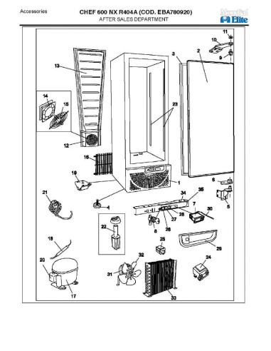 Pièces détachées MONDIAL FRAMEC CHEF 600NX R404A EBA780920 Annee 2009 