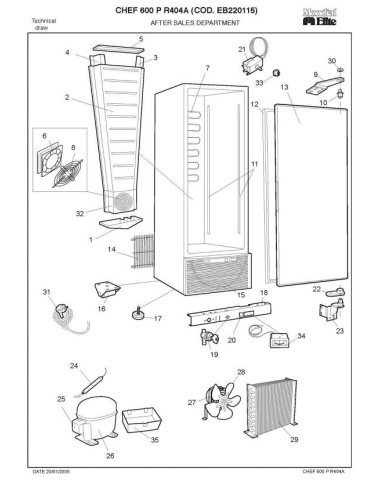 Pièces détachées MONDIAL FRAMEC CHEF 600P R404A EB220115 Annee 2005 