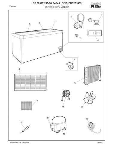 Pièces détachées MONDIAL FRAMEC CS50GT 230 50 R404A EBF251005 Annee 2004 