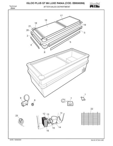 Pièces détachées MONDIAL FRAMEC IGLOO PLUS GT89 LUXE R404A Annee 2004 