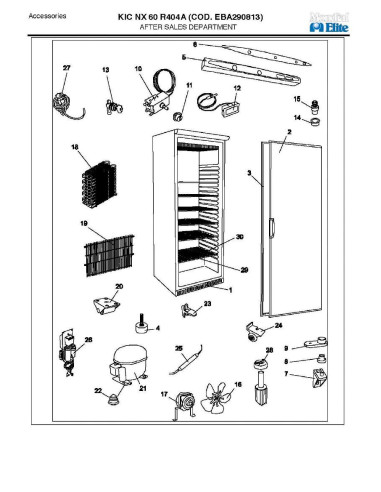 Pièces détachées MONDIAL FRAMEC KIC NX60 R404A EBA290813 Annee 2009 