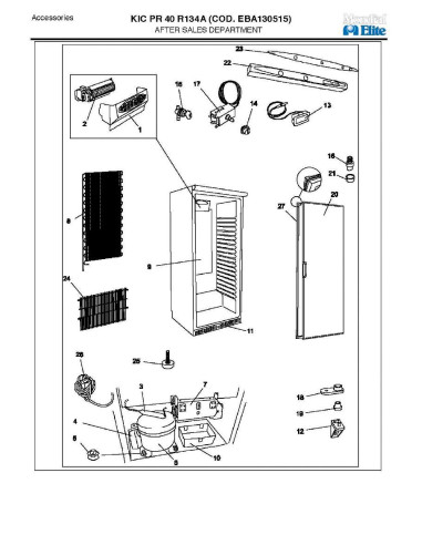 Pièces détachées MONDIAL FRAMEC KIC PR40 R134A EBA130515 Annee 2008 