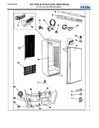 Pièces détachées MONDIAL FRAMEC KIC PRX40 R134A EBA130513 Annee 2009 