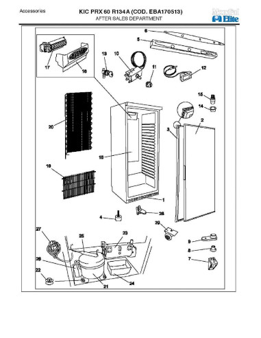 Pièces détachées MONDIAL FRAMEC KIC PRX60 R134A EBA170513 Annee 2007 