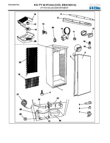 Pièces détachées MONDIAL FRAMEC KIC PV40 R134A EBA150515 Annee 2009 